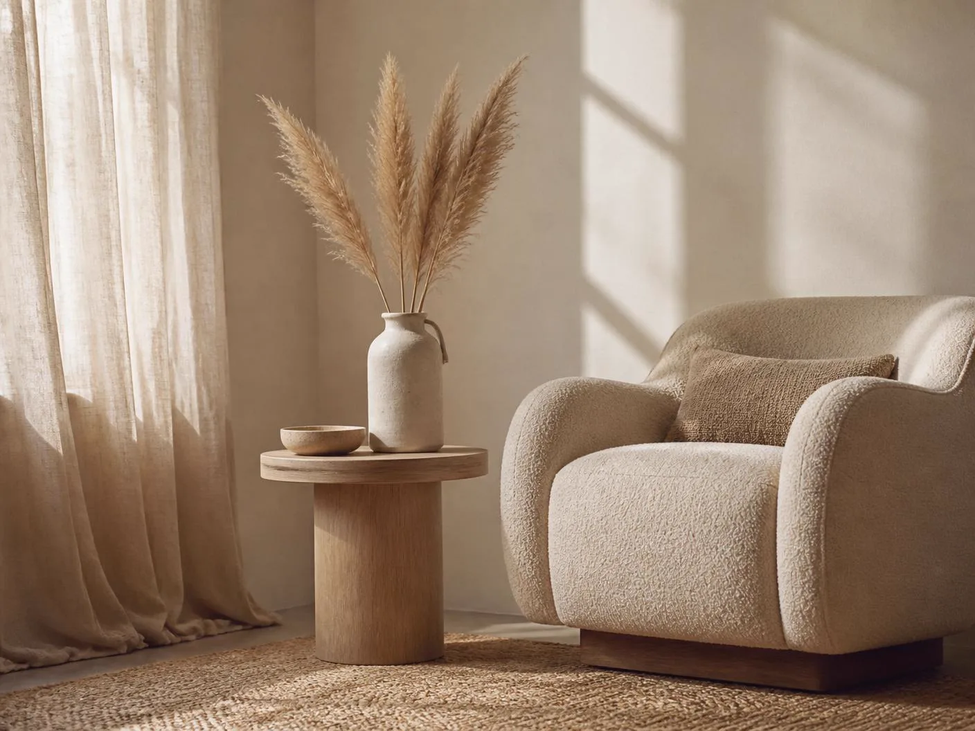 Warm neutrals, lived in.